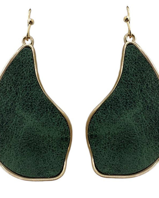 Green Suede Geometric Earring