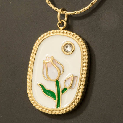 Enamel Tulip Pendant Necklace