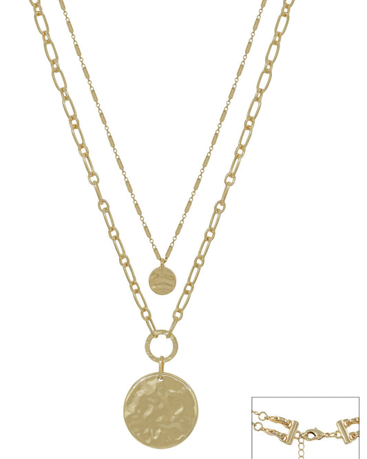 Water Resistant Two Layer Round Risc 1.2" Snake Chain Necklace