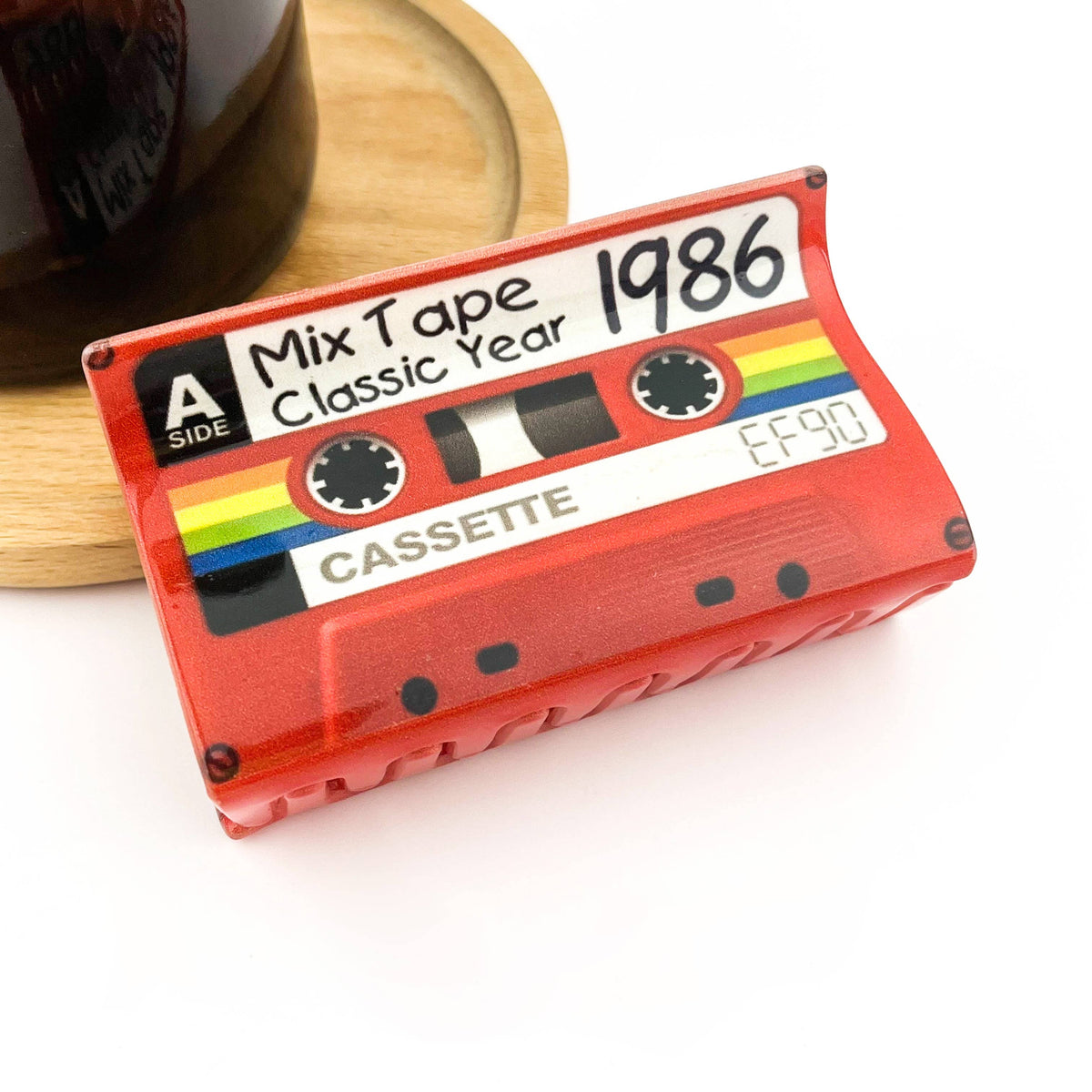 Red Cassette Tape Hair Claw Clip