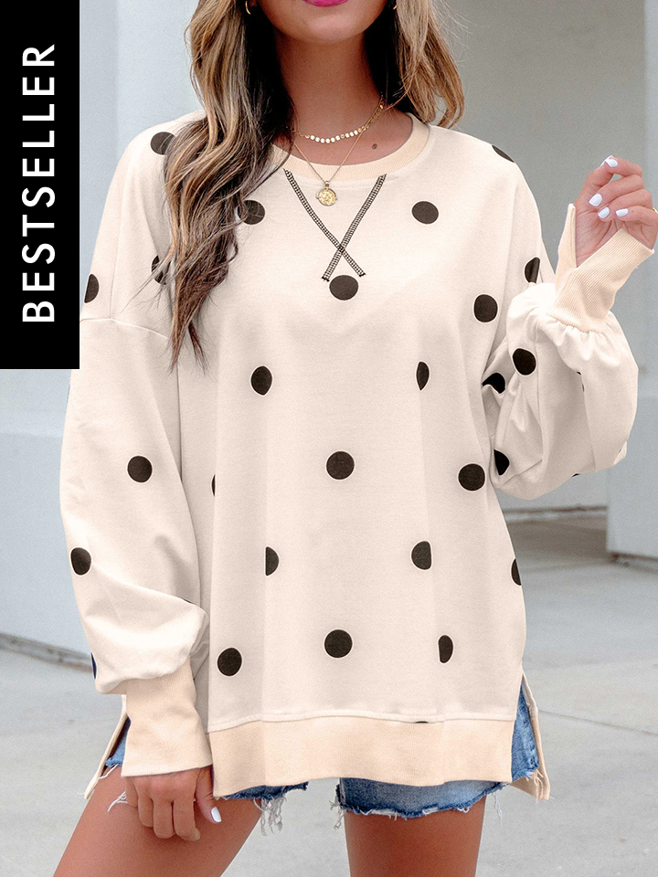 Oversized Polka Dot Balloon Sleeve Top