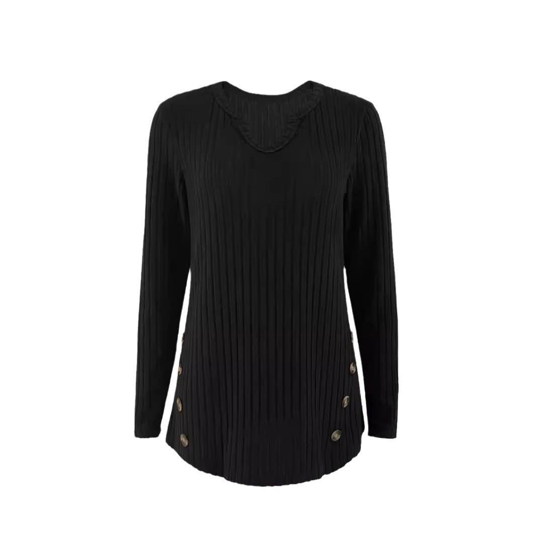 Black Button Accent Long Sleeve