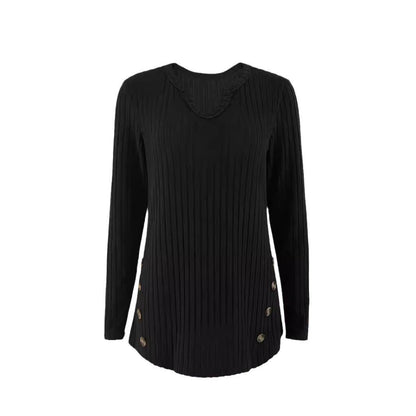 Black Button Accent Long Sleeve