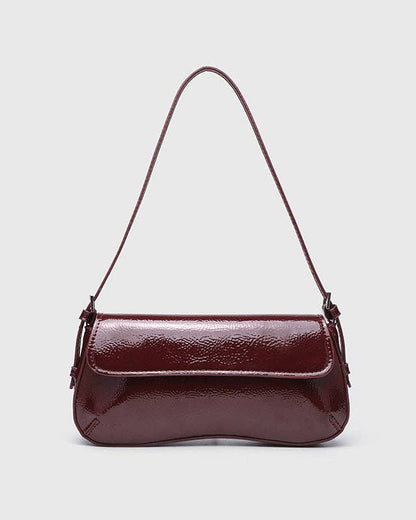 Patent Leather Baguette Shoulder Bag