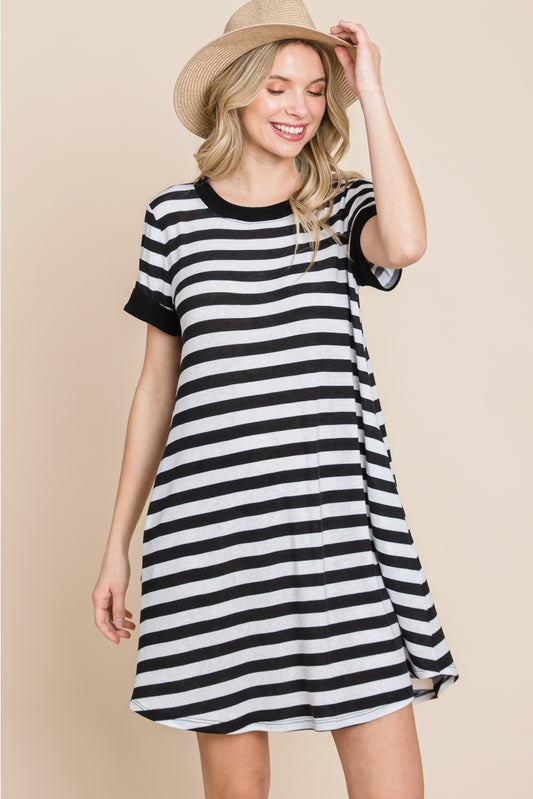 Stripe Button Back Dress
