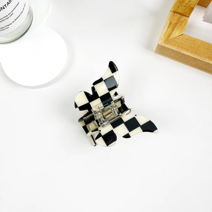 Black and White Check Hair Clip