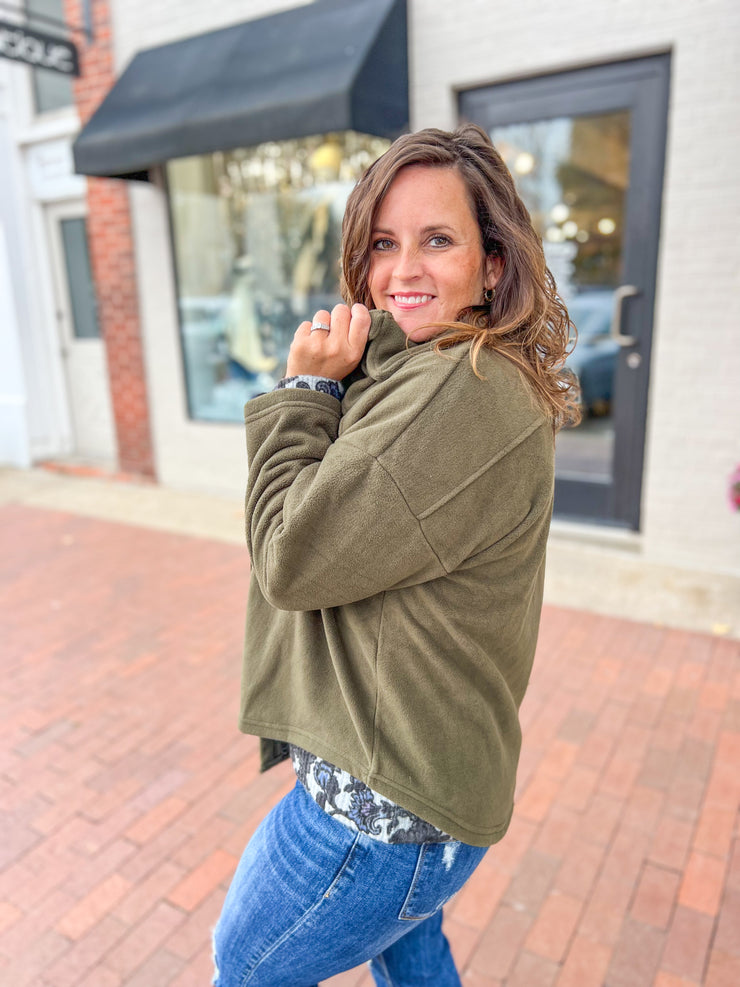 Olive Fleece Shacket