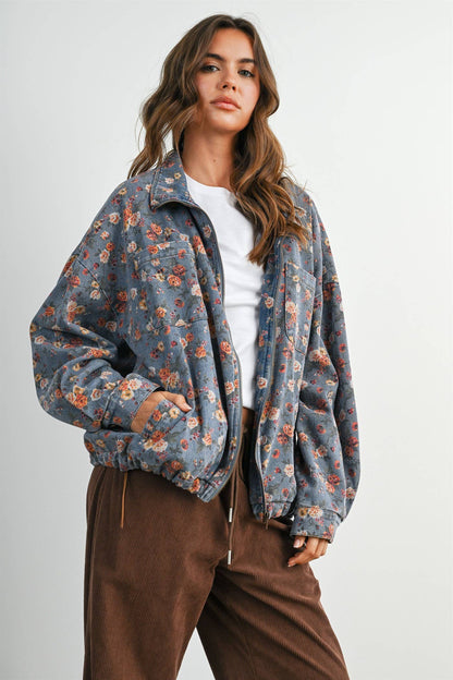Floral Print Denim Jacket