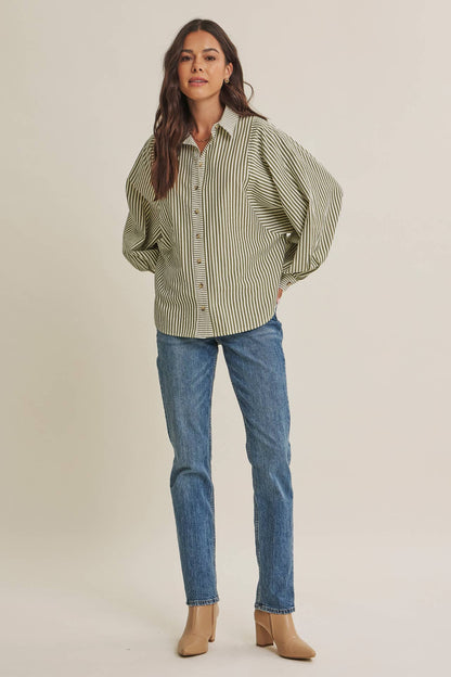 French Cafe Batwing Button Down Shirt
