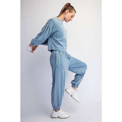 Mineral Washed Balloon Jogger Top