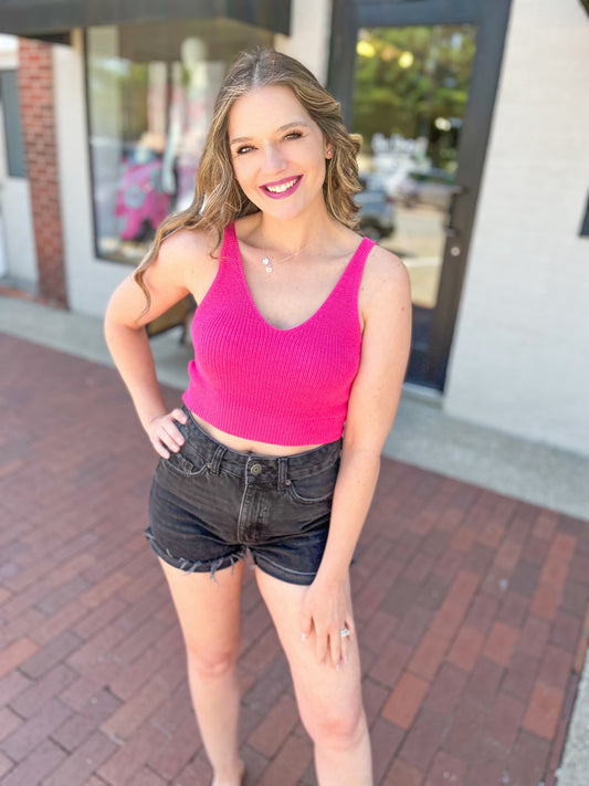 Raspberry Sweater Cropped Tank