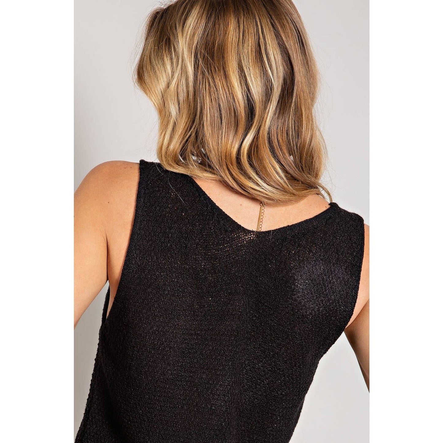 Cable Knit V-Neck Sweater Tank Top