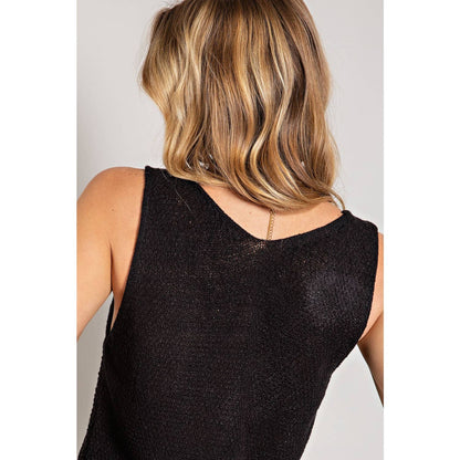 Cable Knit V-Neck Sweater Tank Top