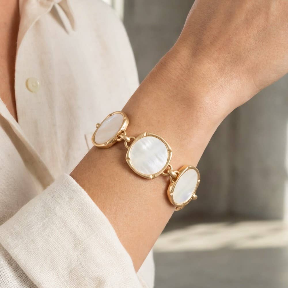 Pearl Disc Toggle Chain Bracelet