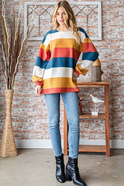 Autumn Multi Colored Stripe Pullover