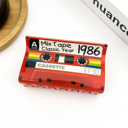 Red Cassette Tape Hair Claw Clip