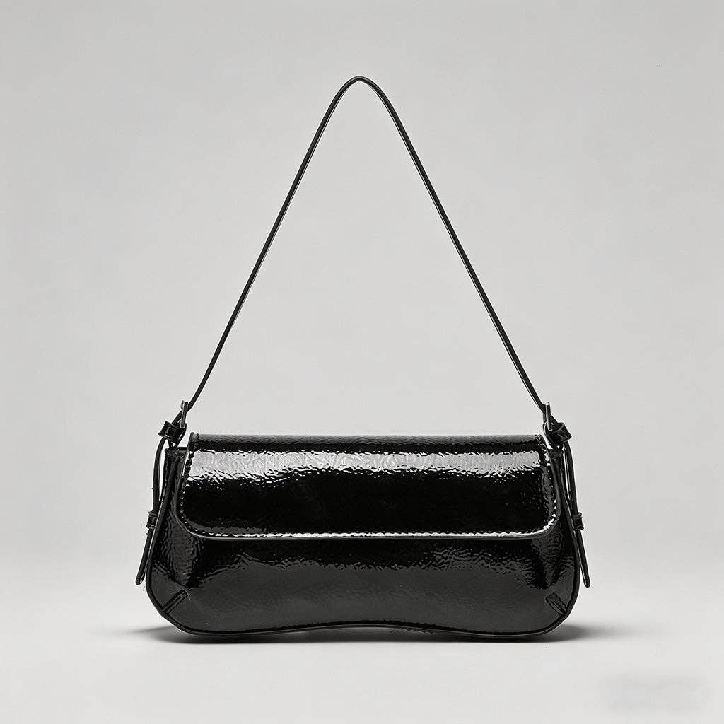 Patent Leather Baguette Shoulder Bag