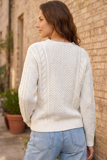 Beige Cable Knit Sweater