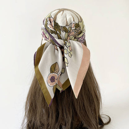 Vintage Floral Print Bandana Head Scarf