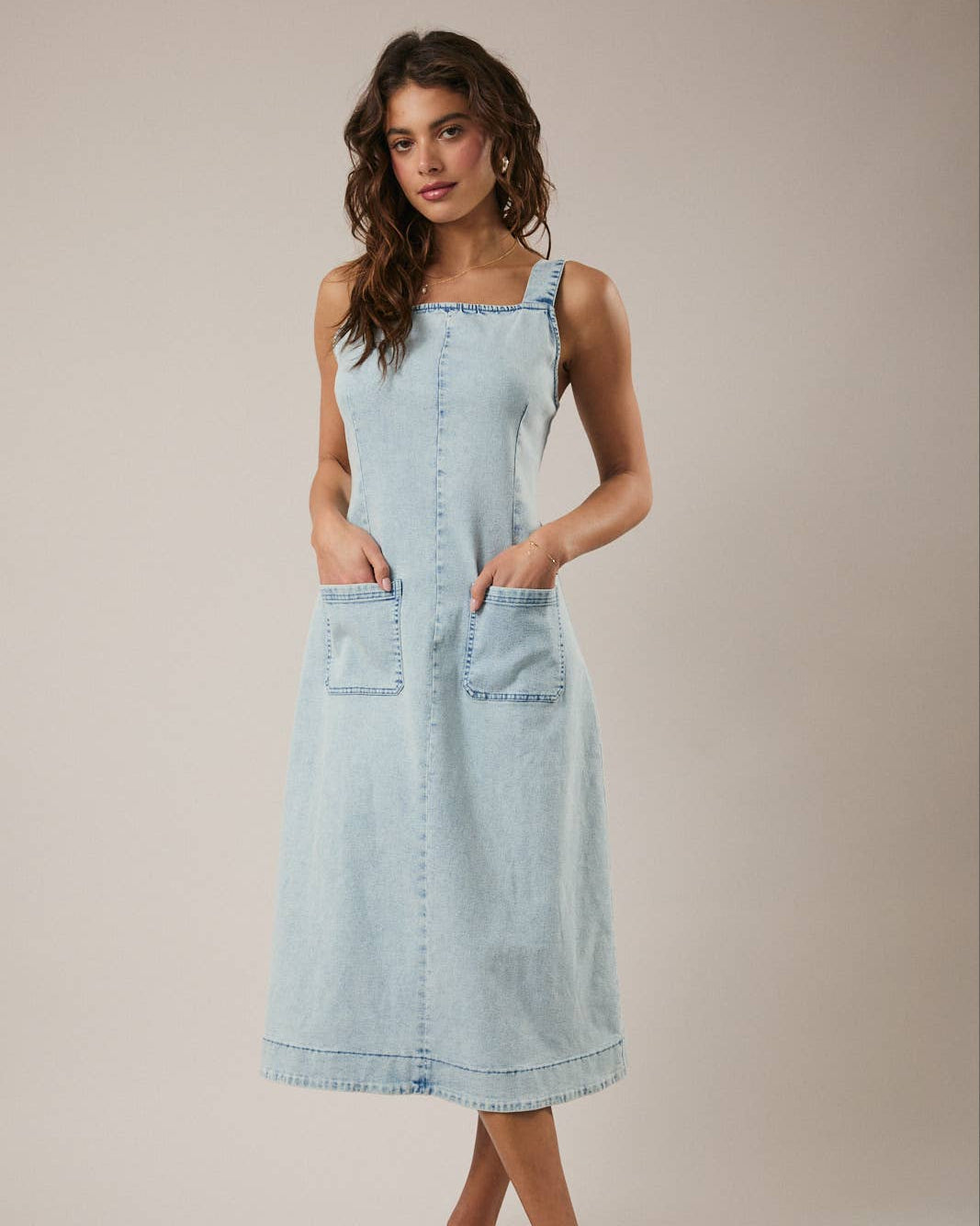 Light Wash Denim Midi Jumper