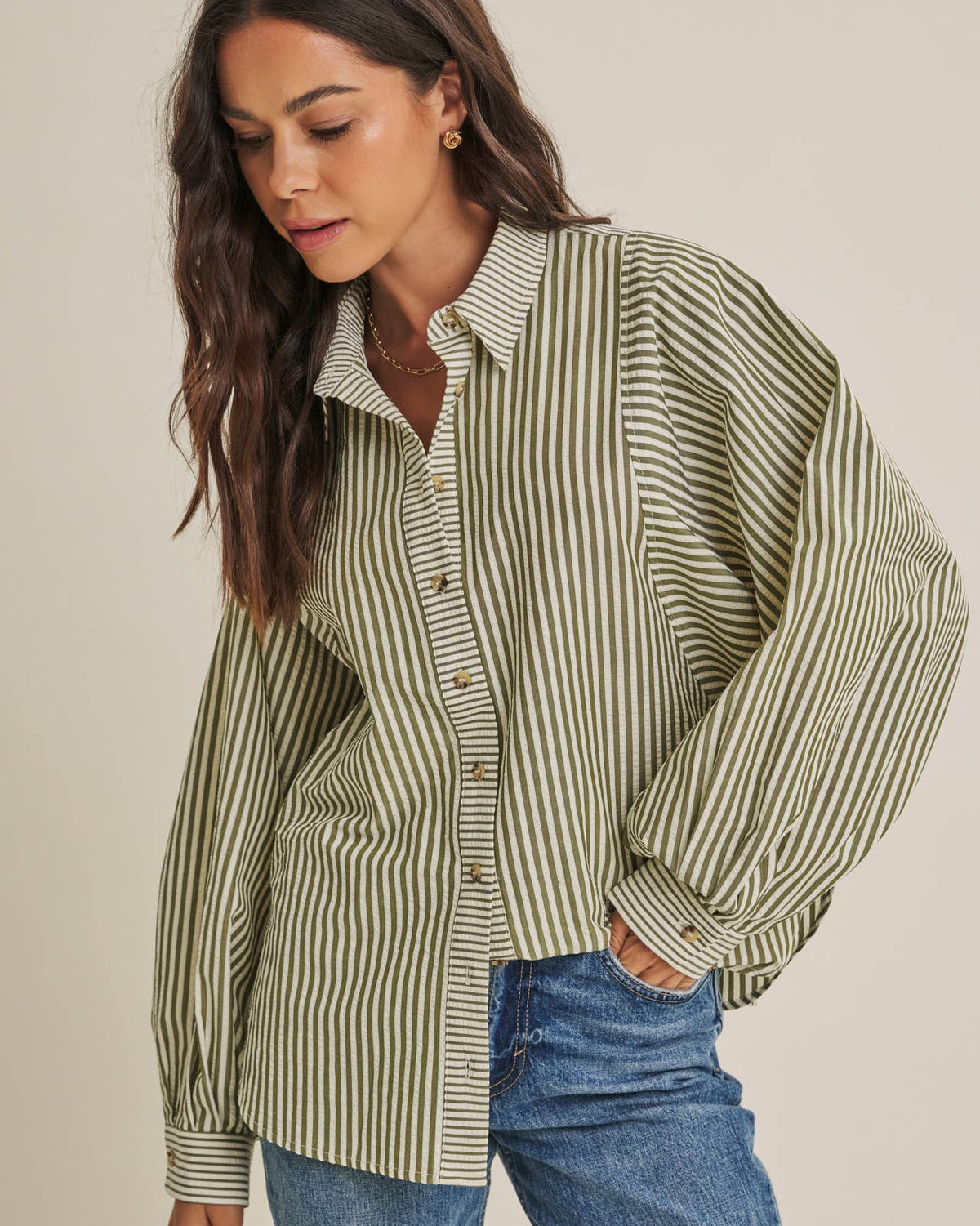 French Cafe Batwing Button Down Shirt