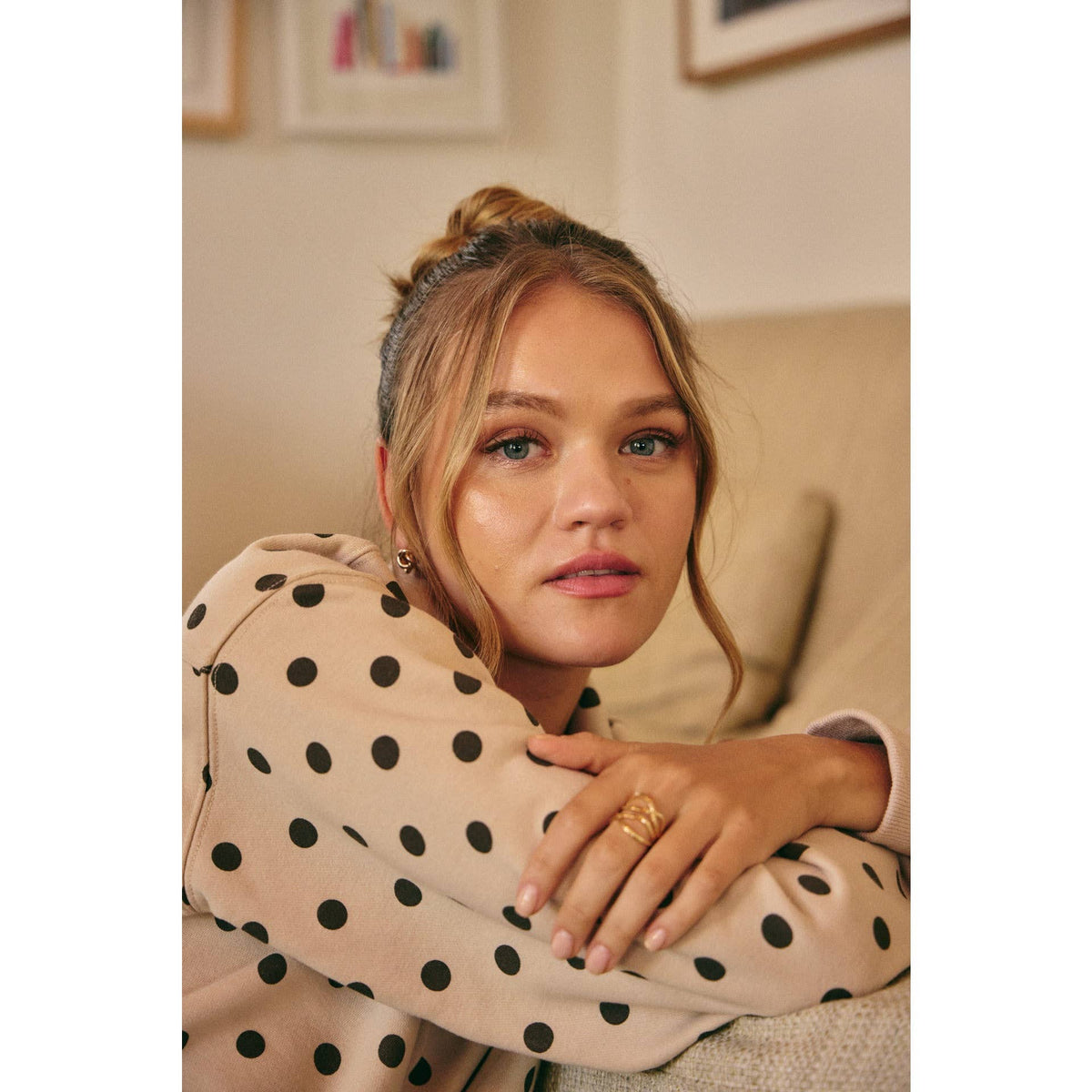 Polka Dot Half Zip Pullover
