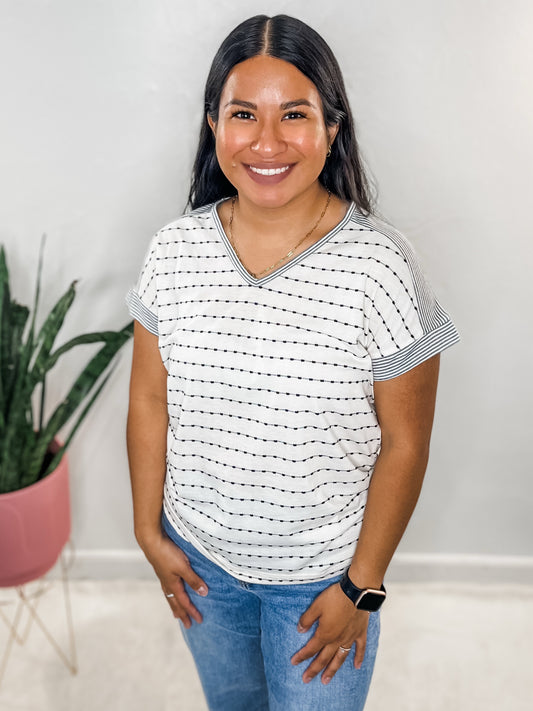 Black Stripe Blocked Top