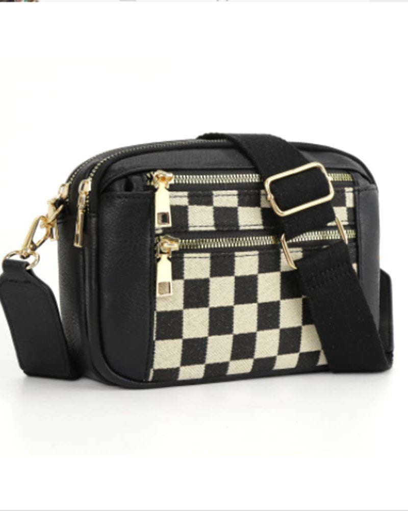 Color Blocked Zipper Crossbody Bag