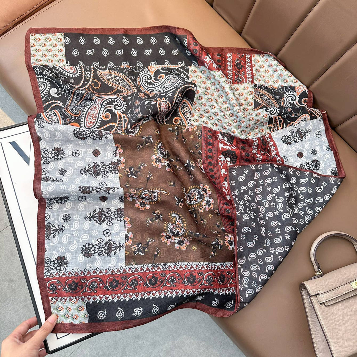 Double Sided Western Paisley Bandana Square Scarf