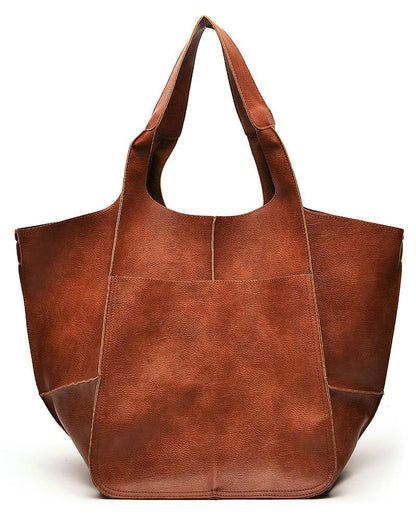 Soft Leather Shoulder Tote Bag