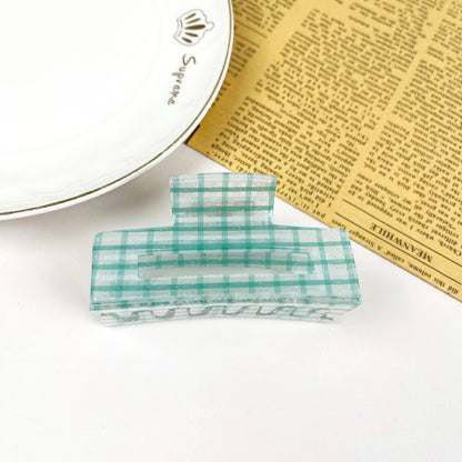 Spring Plaid Sparkly Hair Clip Rectangular Claw Clips