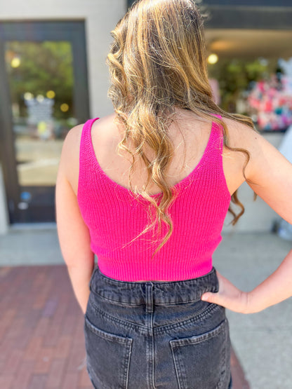 Raspberry Sweater Cropped Tank