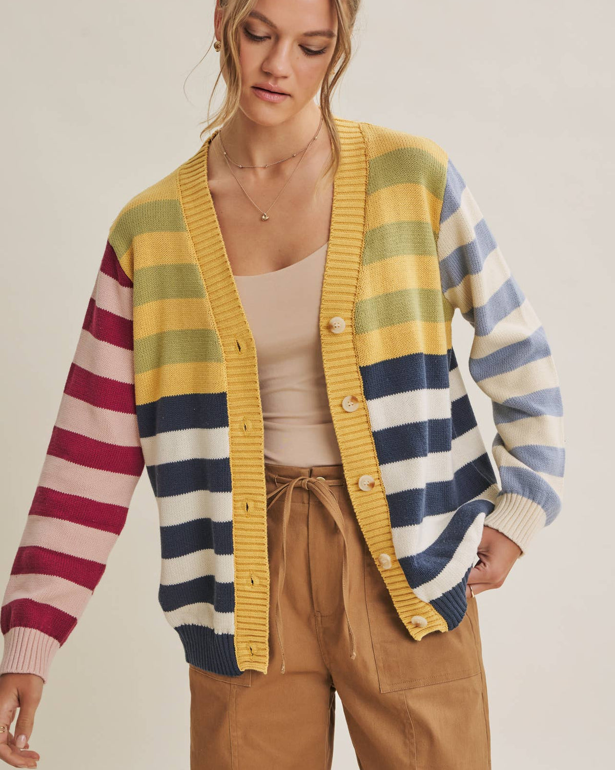Colorful Striped Button Down Cardigan