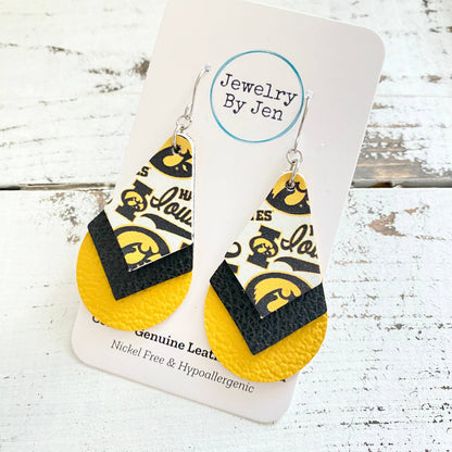 Iowa Hawkeyes Triple Stacked Teardrop Earrings