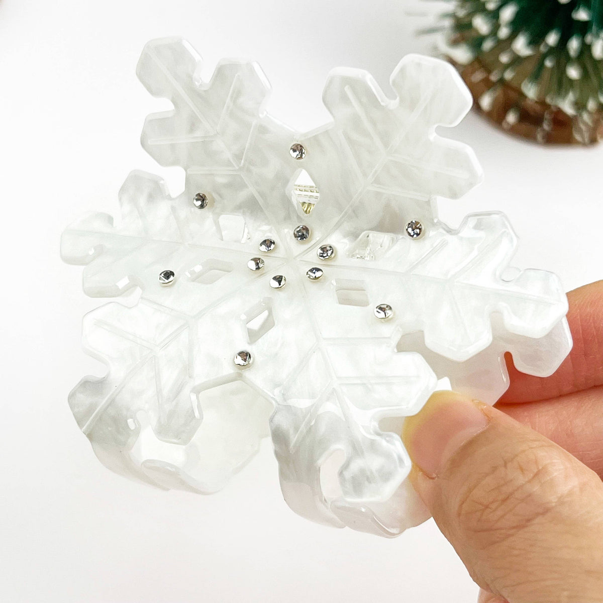 White Rhinestone Snowflake Claw Clip & Small Clip