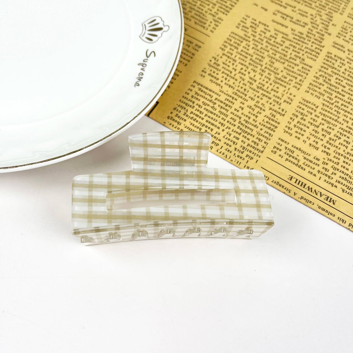 Spring Plaid Sparkly Hair Clip Rectangular Claw Clips