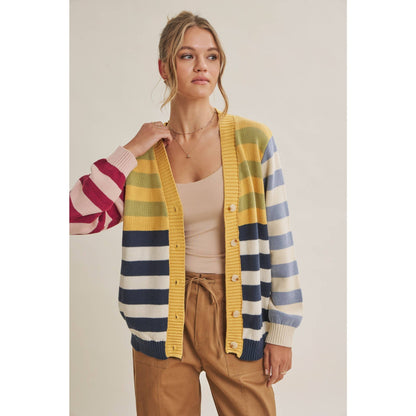 Colorful Striped Button Down Cardigan