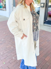 Cream Textured Duster Shacket