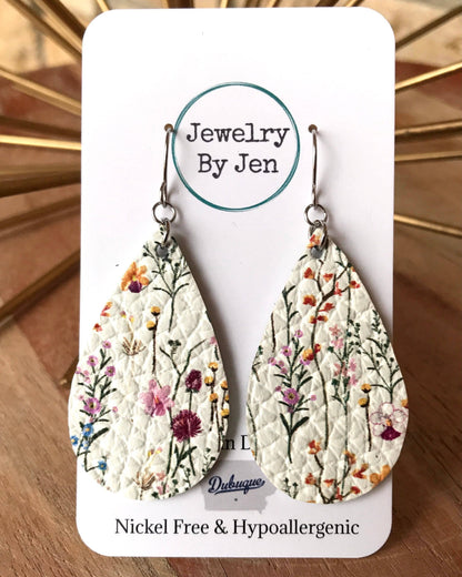 Delicate Wildflowers Teardrop Earrings