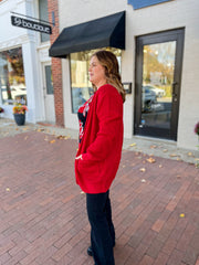 Red Waffle Sweater Cardigan