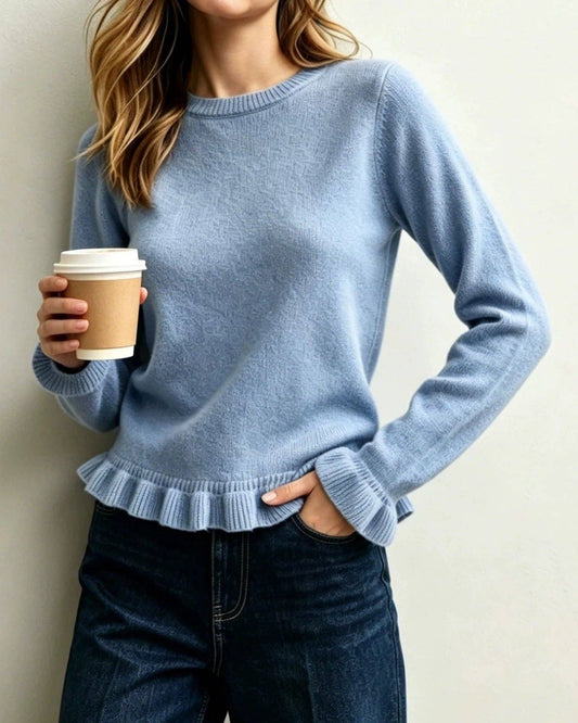 Ruffle Hem Long Sleeve Sweater