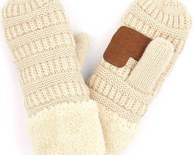 C.C Solid Color Knitted Mitten Gloves