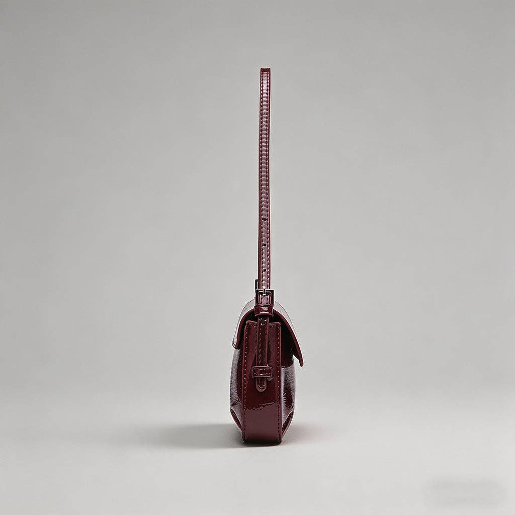 Patent Leather Baguette Shoulder Bag