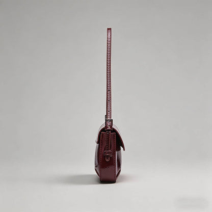 Patent Leather Baguette Shoulder Bag