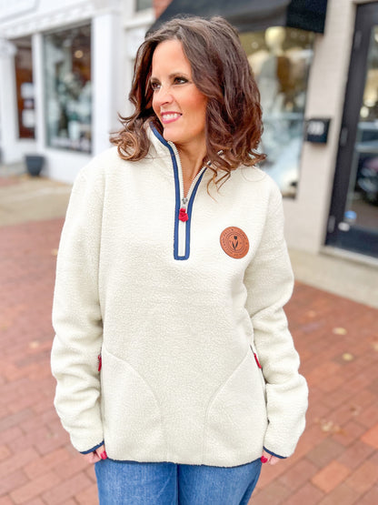 Sherpa Tulip Leather Patch Quarter Zip