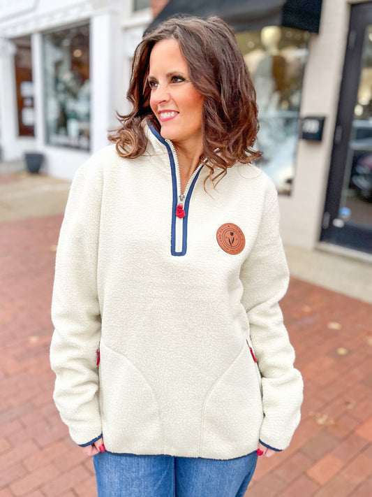 Sherpa Tulip Leather Patch Quarter Zip