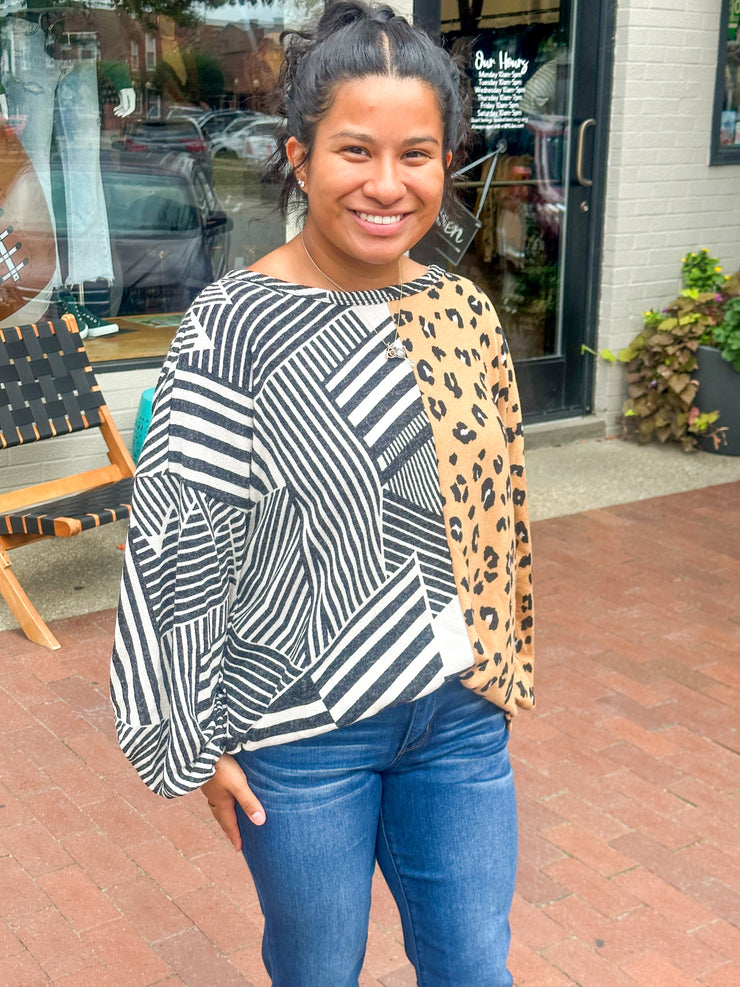 Multi Printed Cinched Back Top