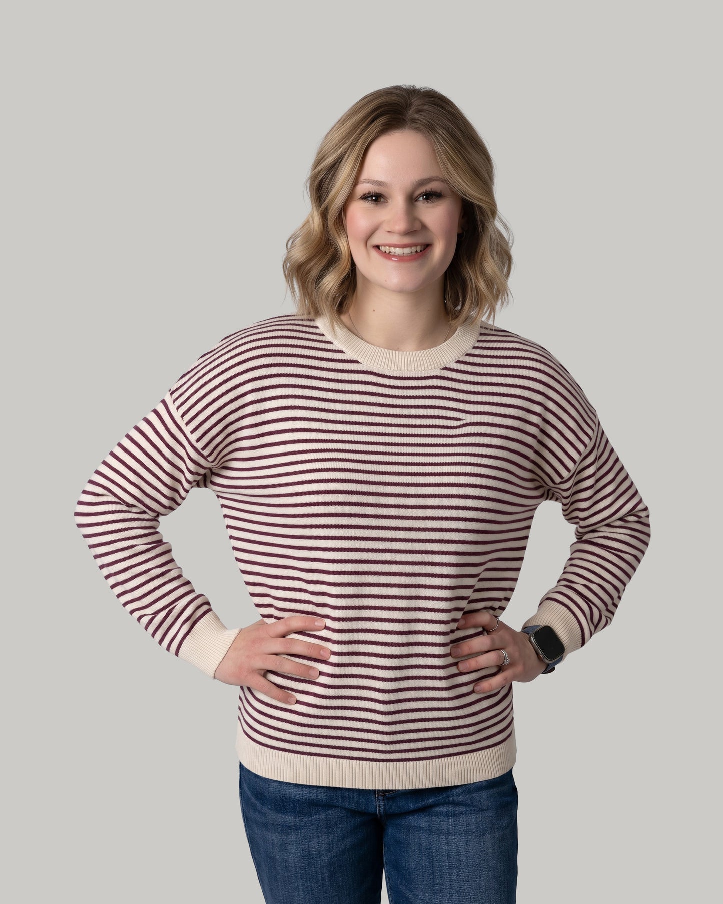 Long Sleeve Striped Loose Fit Sweater
