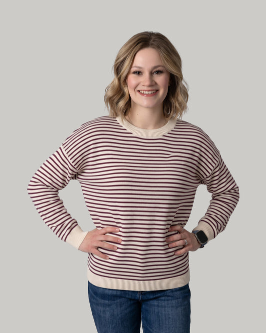 Long Sleeve Striped Loose Fit Sweater