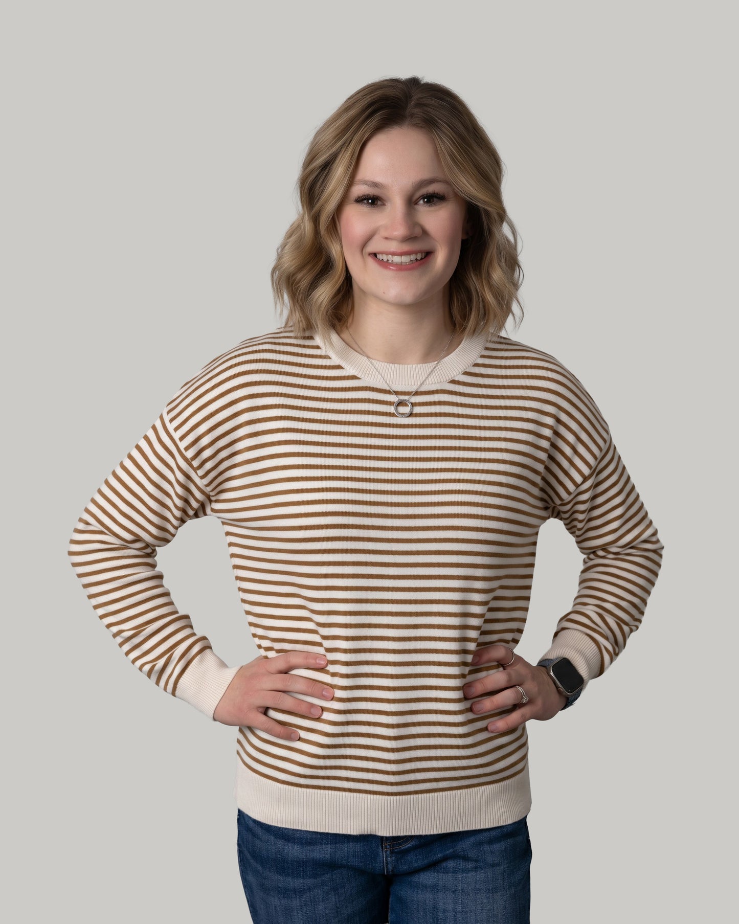 Long Sleeve Striped Loose Fit Sweater